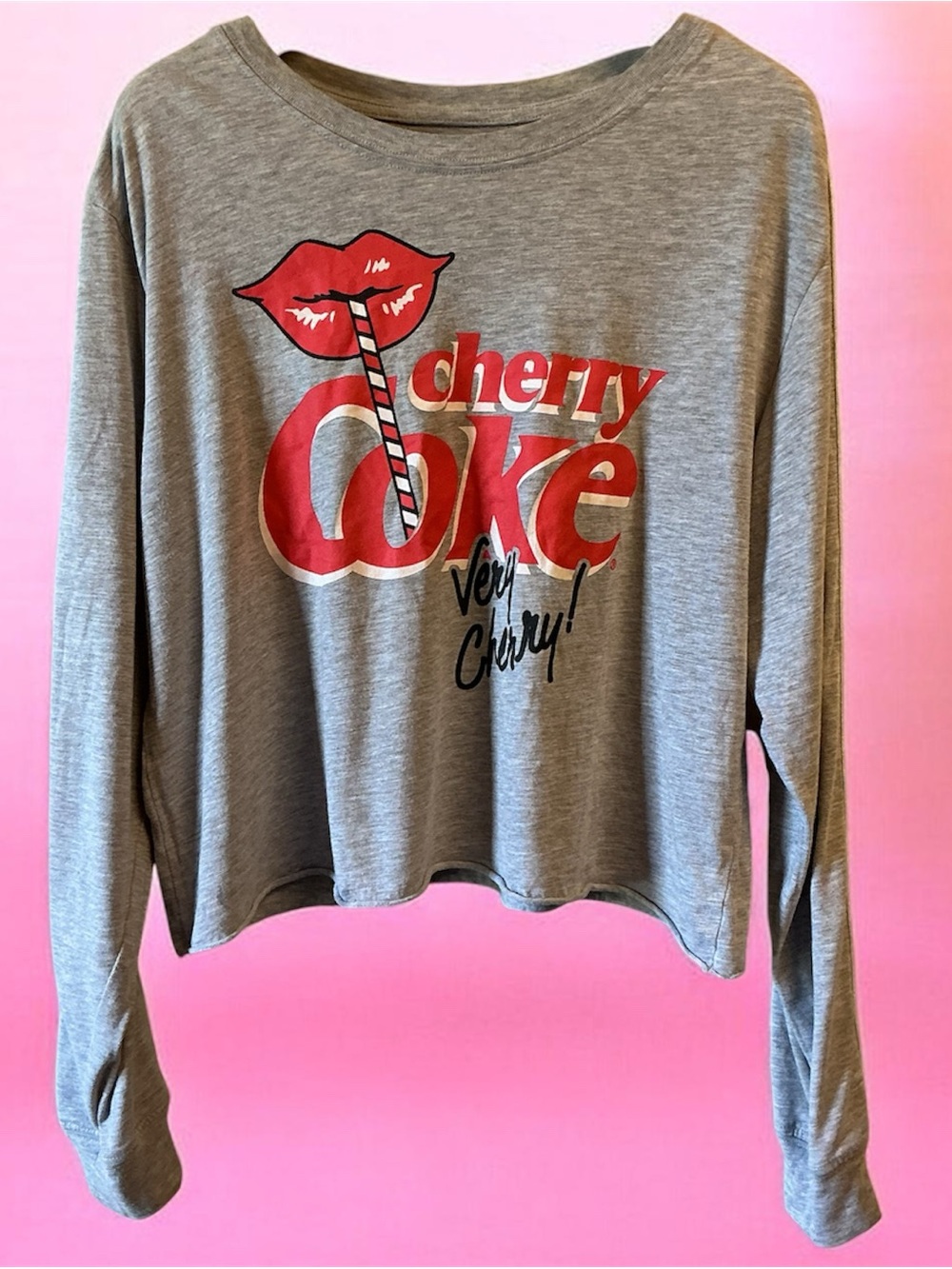 Cherry Coke Graphic Long-Sleeve Top - Gray